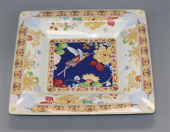 A Spode limited edition Stafford plate, a similar English Scene Three centrepiece, a Balmoral vase and a Java square dish
